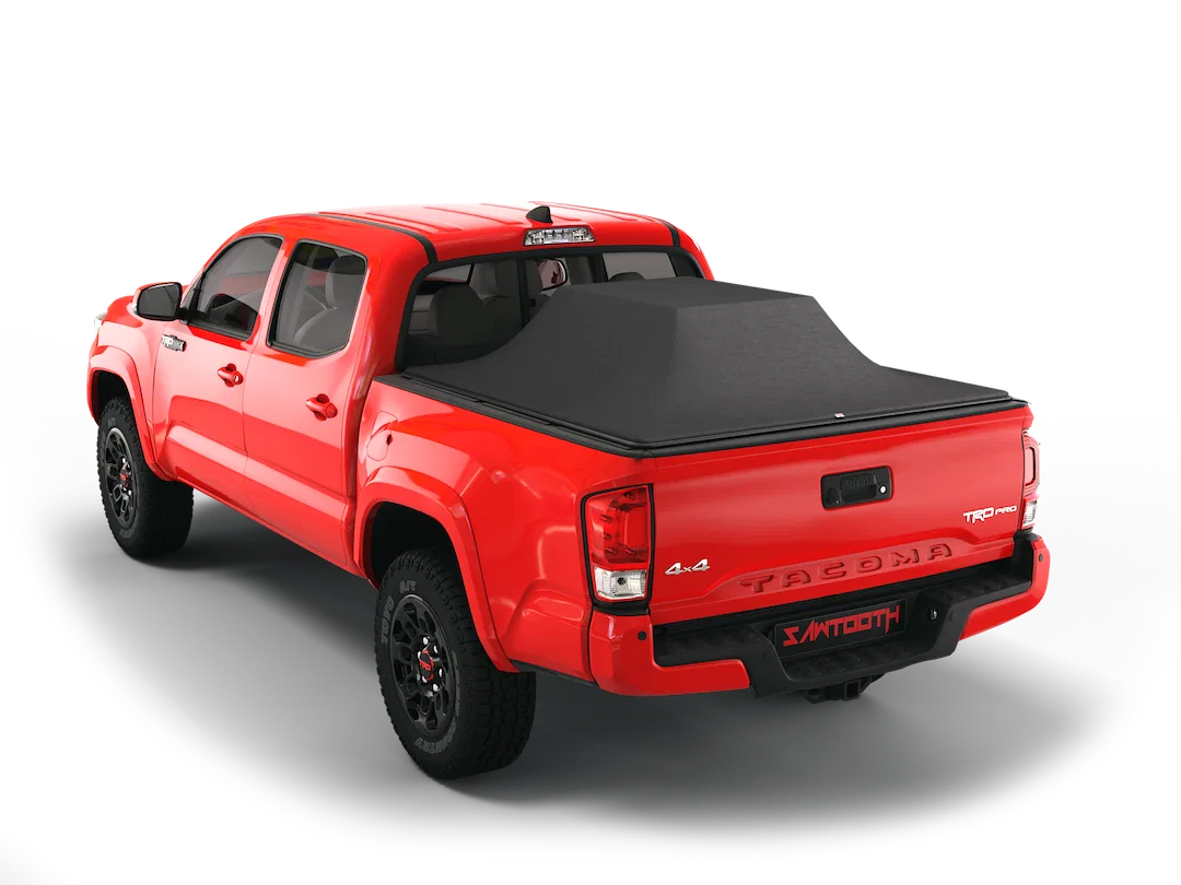 TTA035-20 – SAWTOOTH Tonneau Cover, Soft Roll-Up Hook And Loop Non-Lockable Matte Black Textile Composite Expandable ...